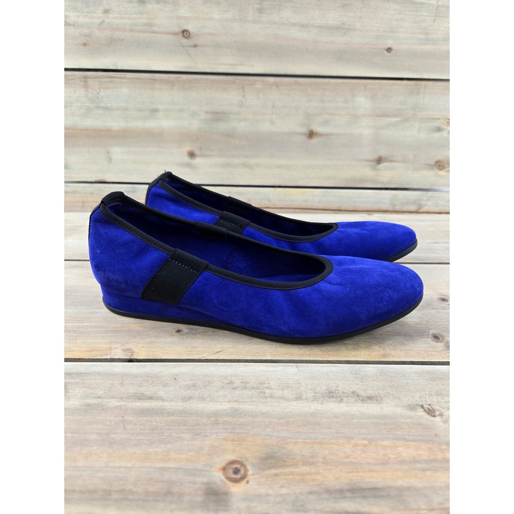 Arche Cobalt Blue Suede Elastic Trim Ballet Flats Low Wedge EU 39 US 8 France